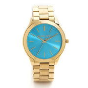  Shop Authentic Michael Kors Slim Runway Blue Dial Gold Steel Strap Watch for Women - MK3265 - Luxxuri