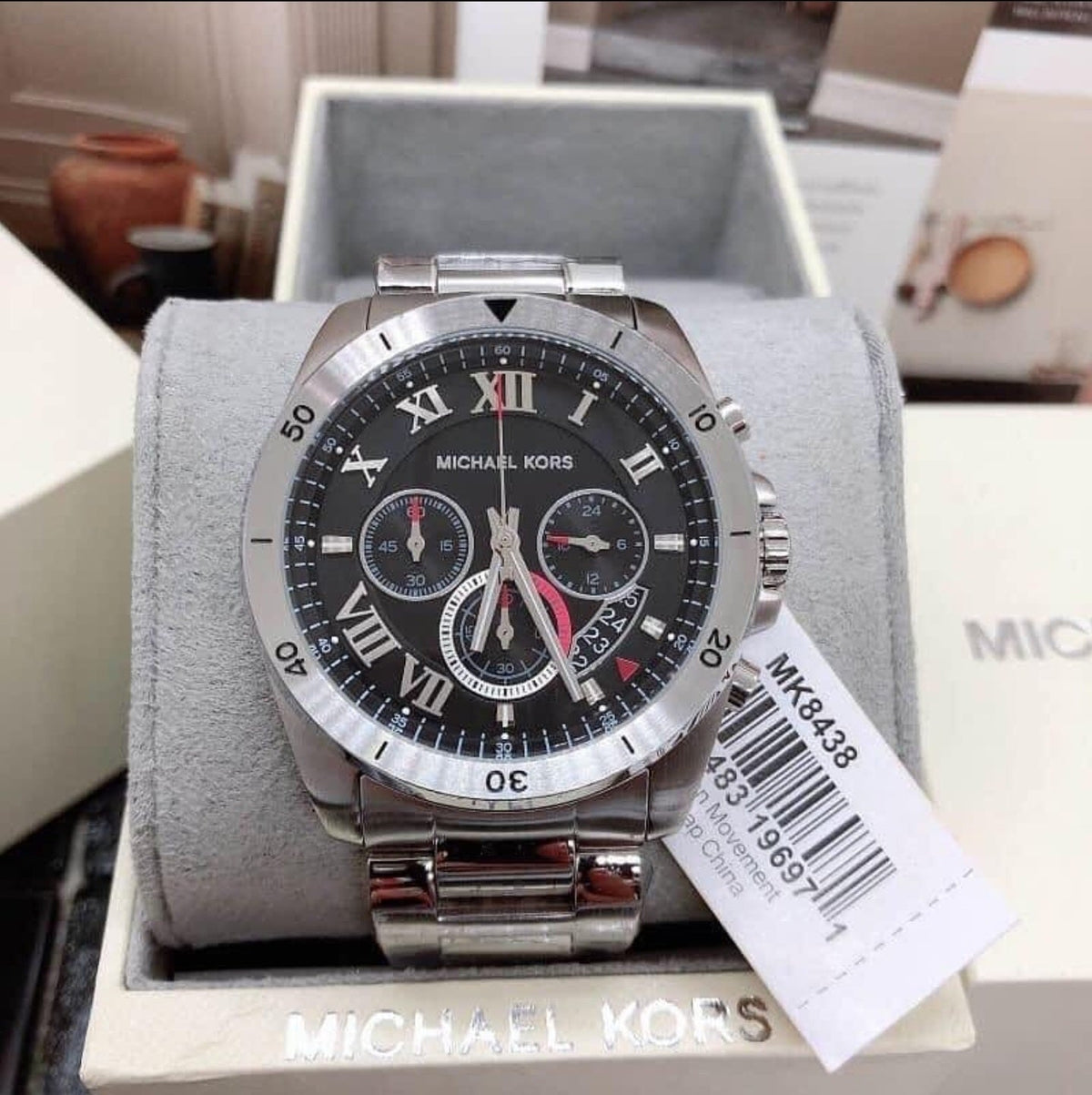  Shop Authentic Michael Kors Brecken Chronograph Quartz Black Dial Silver Steel Strap Watch For Men - MK8438 - Luxxuri