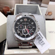  Shop Authentic Michael Kors Brecken Chronograph Quartz Black Dial Silver Steel Strap Watch For Men - MK8438 - Luxxuri
