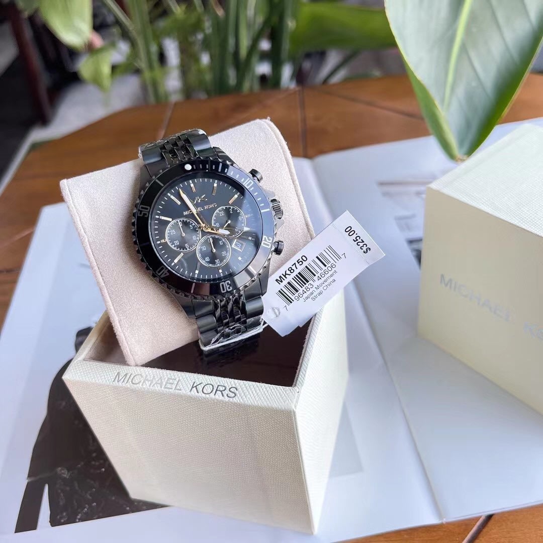  Shop Authentic Michael Kors Bayville Chronograph Black Dial Black Steel Strap Watch For Men - MK8750 - Luxxuri