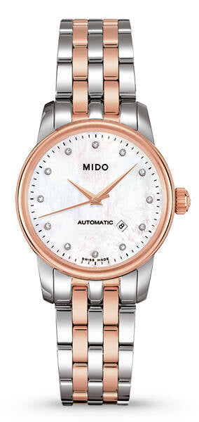  Shop Authentic Mido Baroncelli III Automatic Mother of Pearl White Dial Two Tone Steel Strap Watch For Women - M7600.9.69.1 - Luxxuri