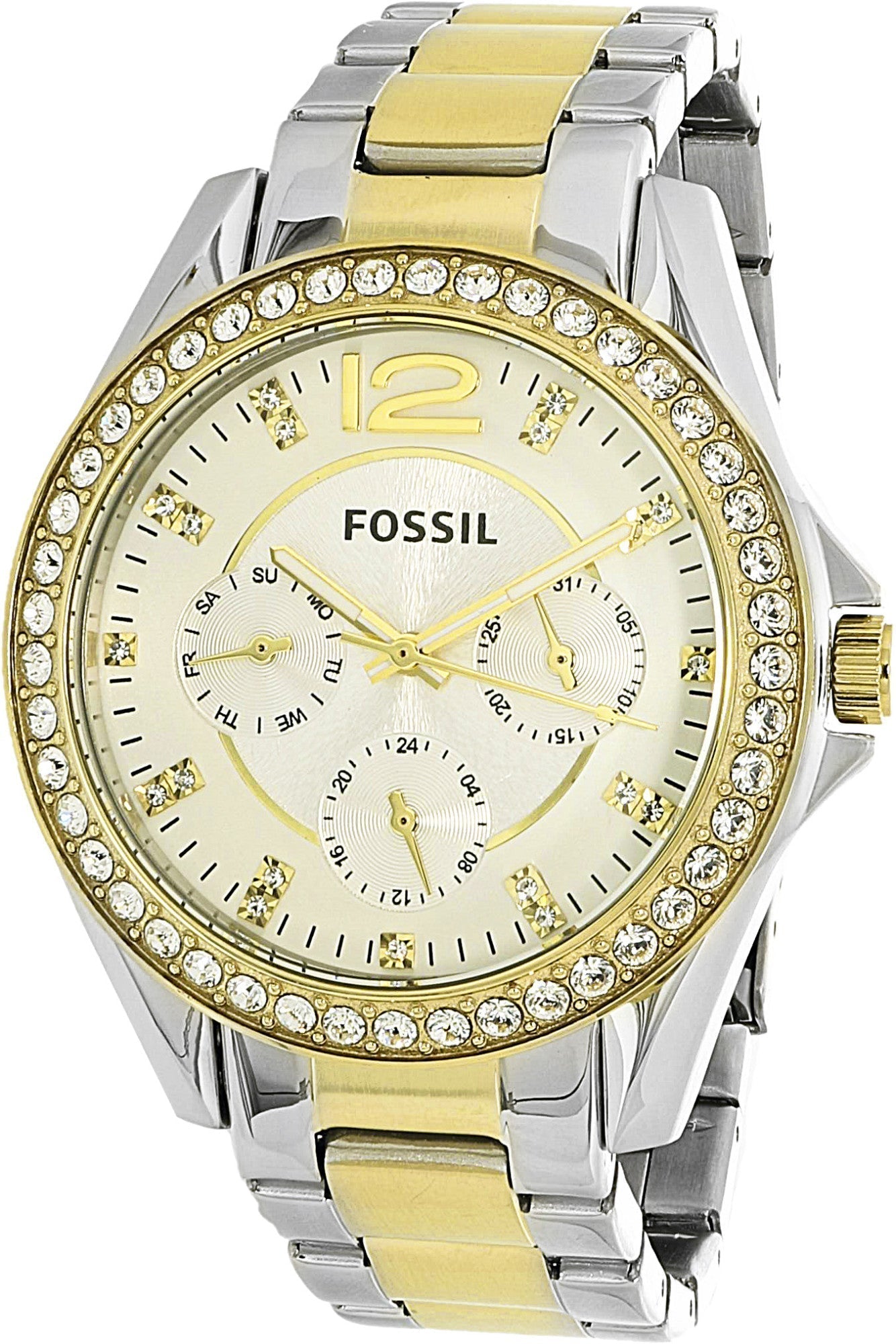  Shop Authentic Fossil Riley White Dial Two Tone Steel Strap Watch for Women - ES3204 - Luxxuri