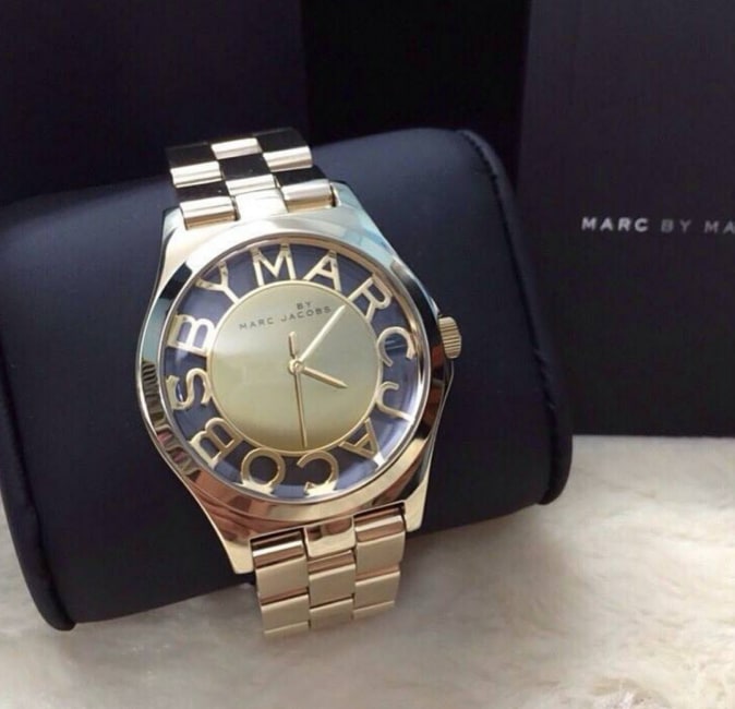  Shop Authentic Marc Jacobs Henry Transparent Gold Dial Gold Steel Strap Watch for Women - MBM3206 - Luxxuri