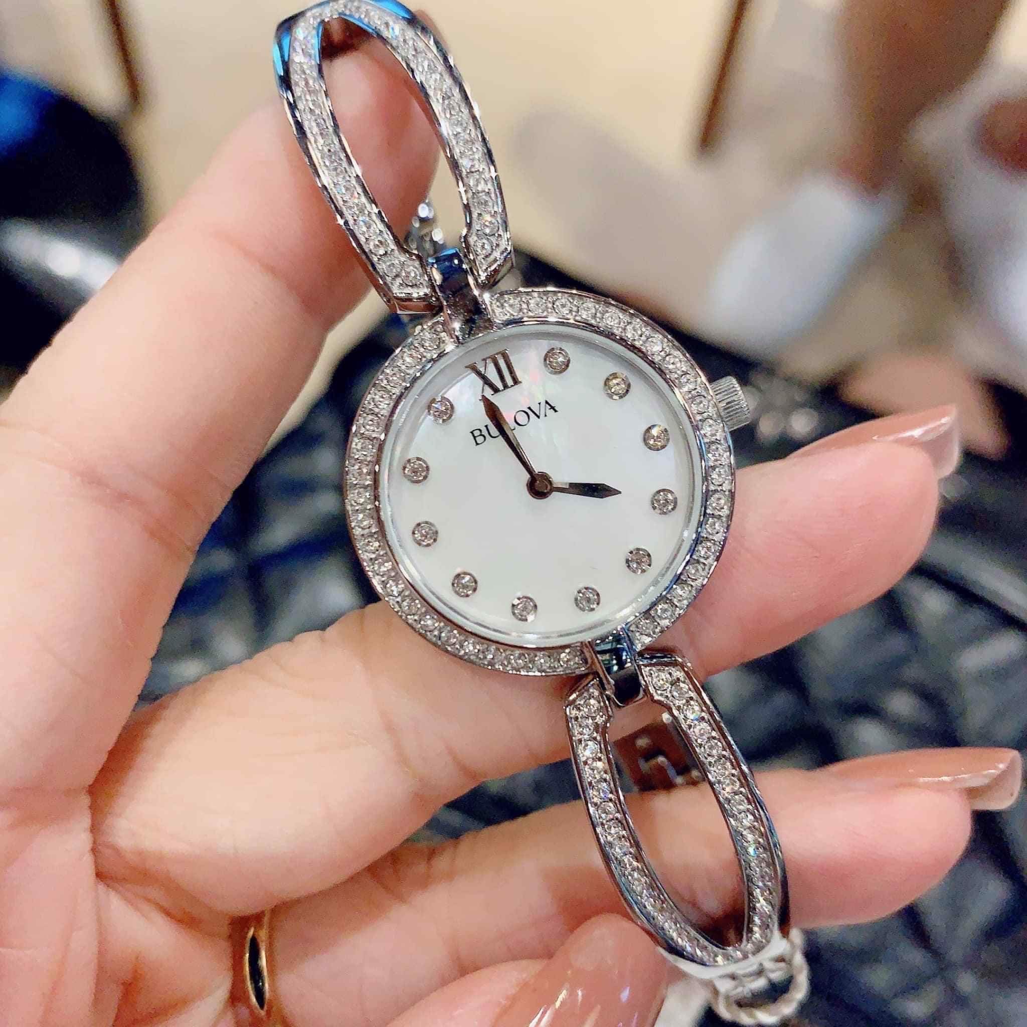  Shop Authentic Bulova Crystal Collection Mother of Pearl Dial Silver Steel Strap Watch for Women - 96L223 - Luxxuri