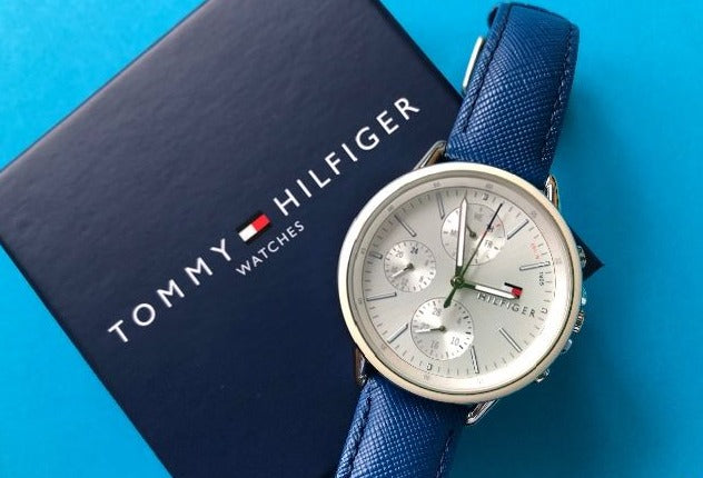  Shop Authentic Tommy Hilfiger Carly Silver Dial Blue Leather Strap Watch for Women - 1781791 - Luxxuri