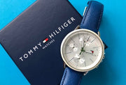  Shop Authentic Tommy Hilfiger Carly Silver Dial Blue Leather Strap Watch for Women - 1781791 - Luxxuri