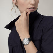  Shop Authentic Cartier Ballon Bleu De Cartier Silver Dial Black Leather Strap Watch for Women - WSBB0028 - Luxxuri