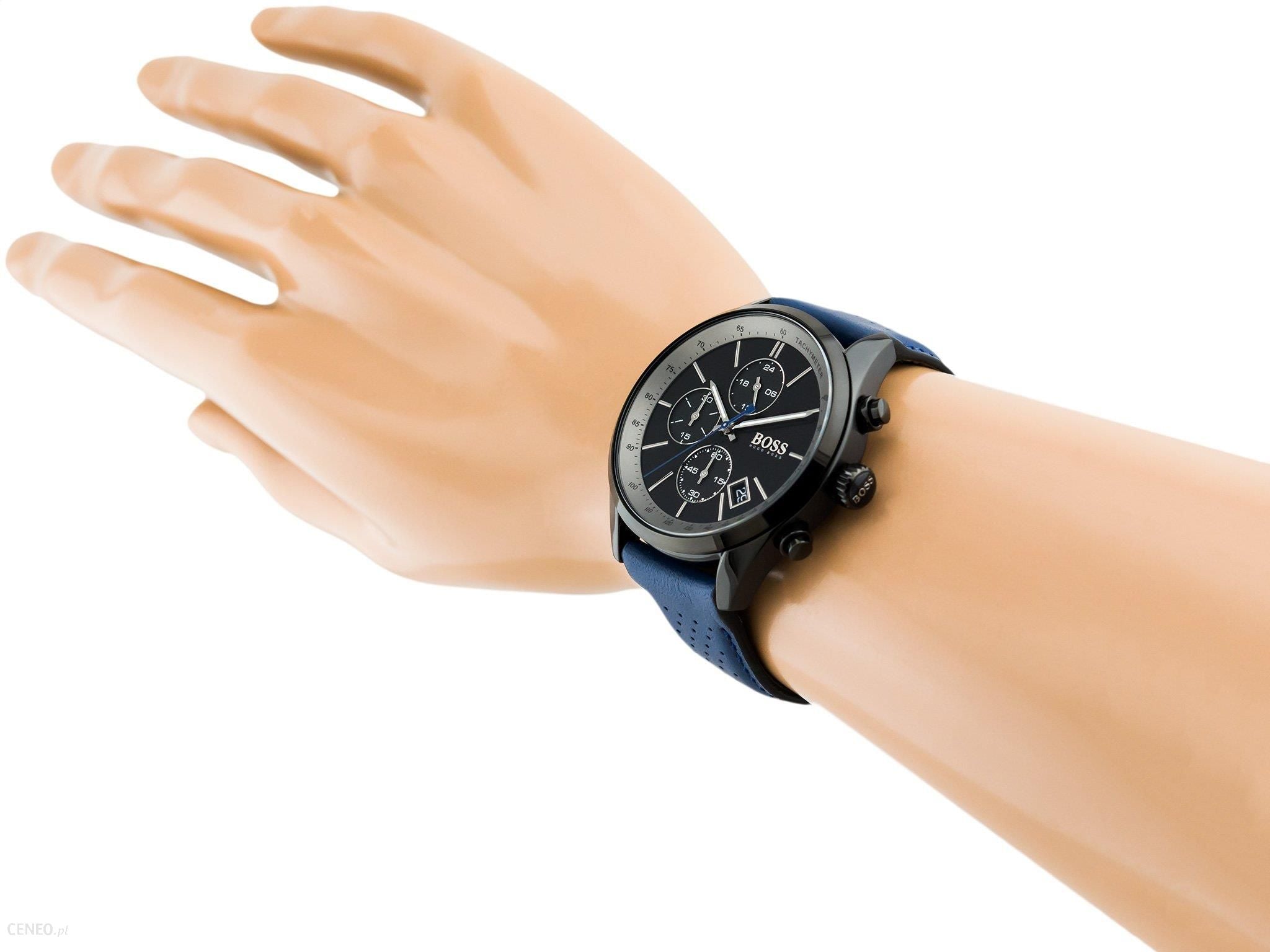  Shop Authentic Hugo Boss Grand Prix Chronograph Black Dial Blue Leather Strap Watch for Men - 1513563 - Luxxuri