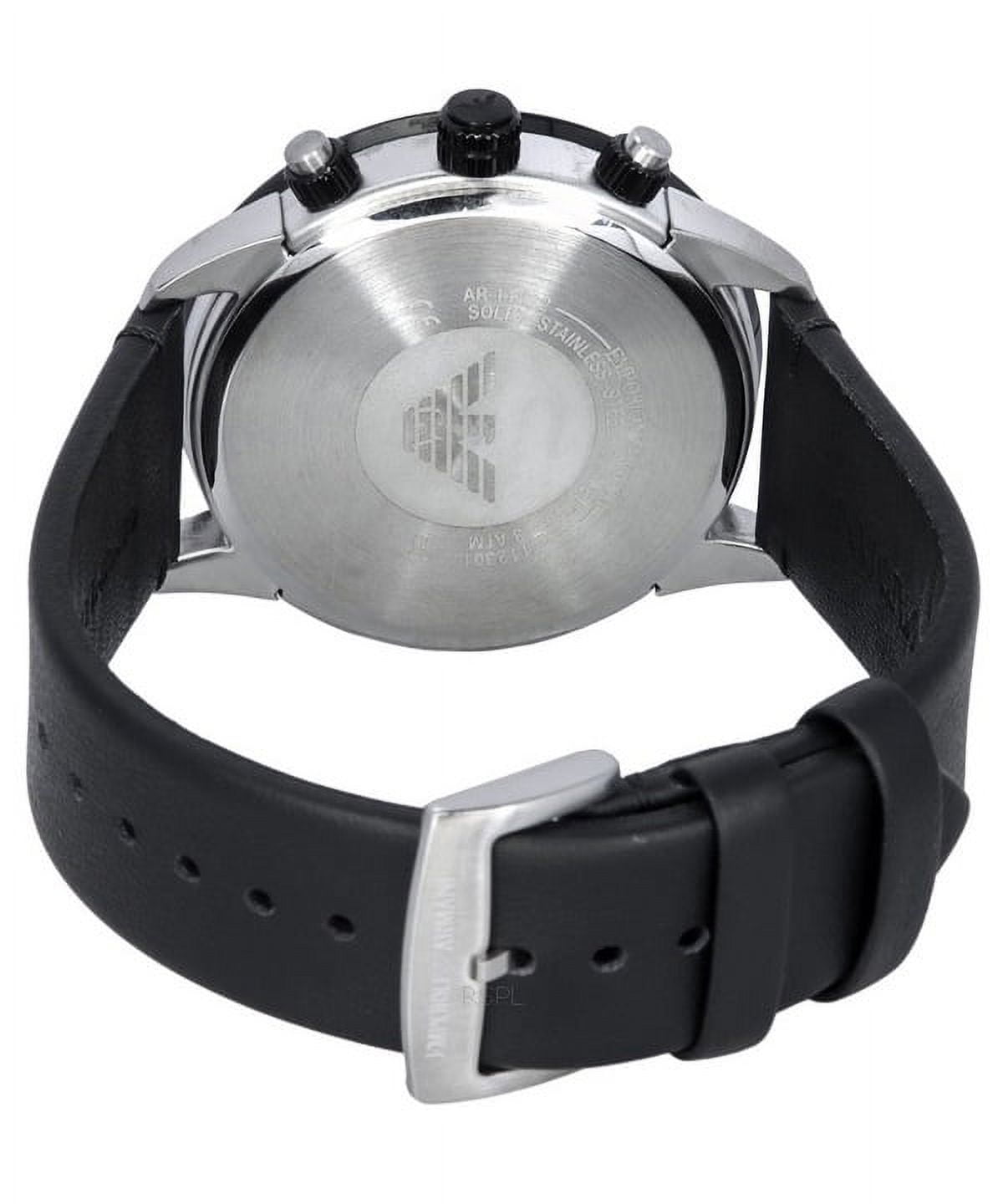  Shop Authentic Emporio Armani Mario Chronograph Blue Dial Black Leather Strap Watch For Men - AR11522 - Luxxuri