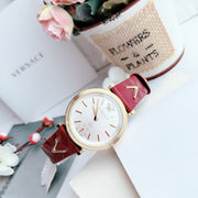  Shop Authentic Versace V-Twist Silver Dial Red Leather Strap Watch for for Women - VELS00519 - Luxxuri
