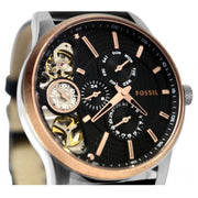  Shop Authentic Fossil Twist Multi-Function Chronograph Black Dial Black Leather Strap Watch for Men - ME1099 - Luxxuri
