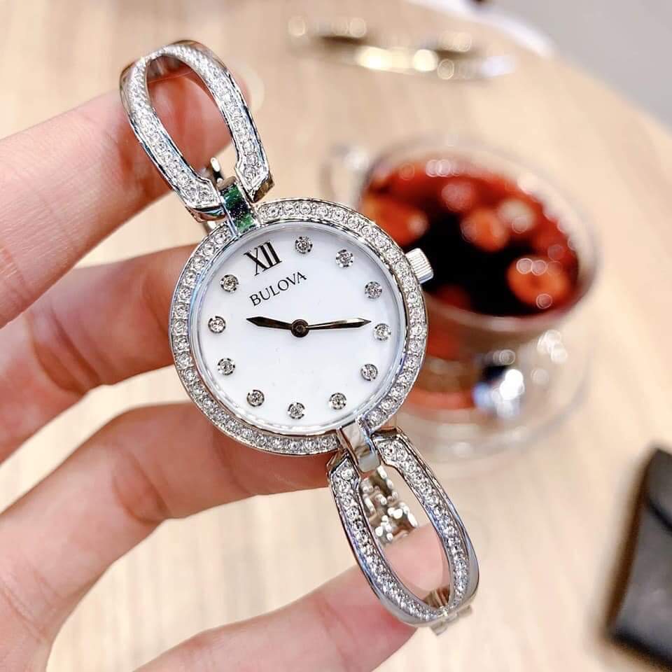  Shop Authentic Bulova Crystal Collection Mother of Pearl Dial Silver Steel Strap Watch for Women - 96L223 - Luxxuri