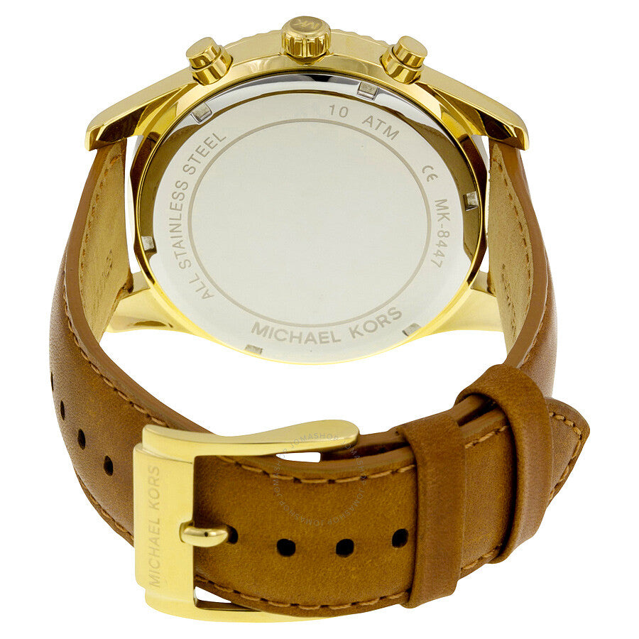  Shop Authentic Michael Kors Lexington Chronograph Gold Dial Brown Leather Strap Watch For Men - MK8447 - Luxxuri