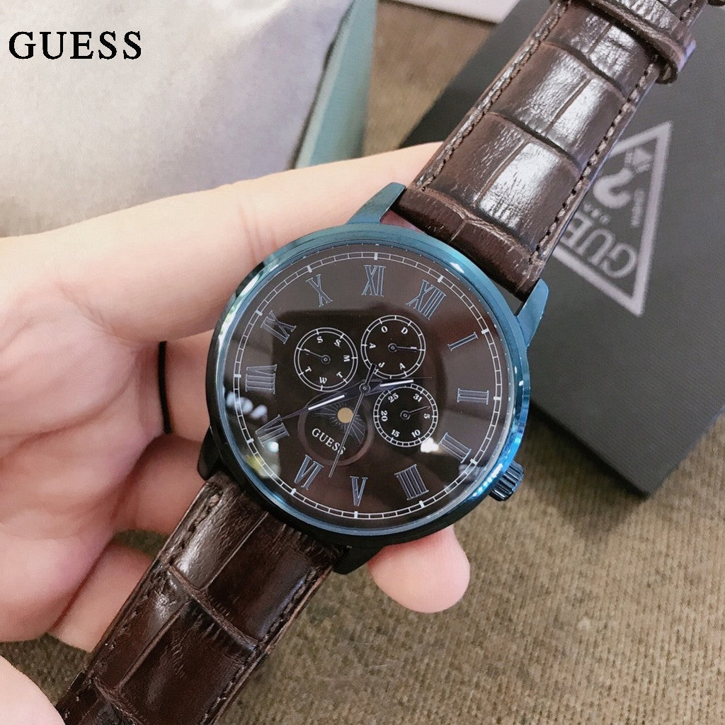  Shop Authentic Guess Delancy Analog Brown Dial Brown Leather Strap Watch For Men - W0870G3 - Luxxuri