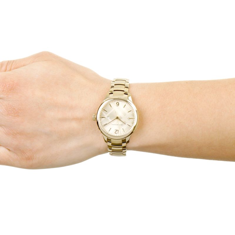  Shop Authentic Burberry The Classic Champagne Dial Gold Steel Strap Watch for Women - BU10109 - Luxxuri