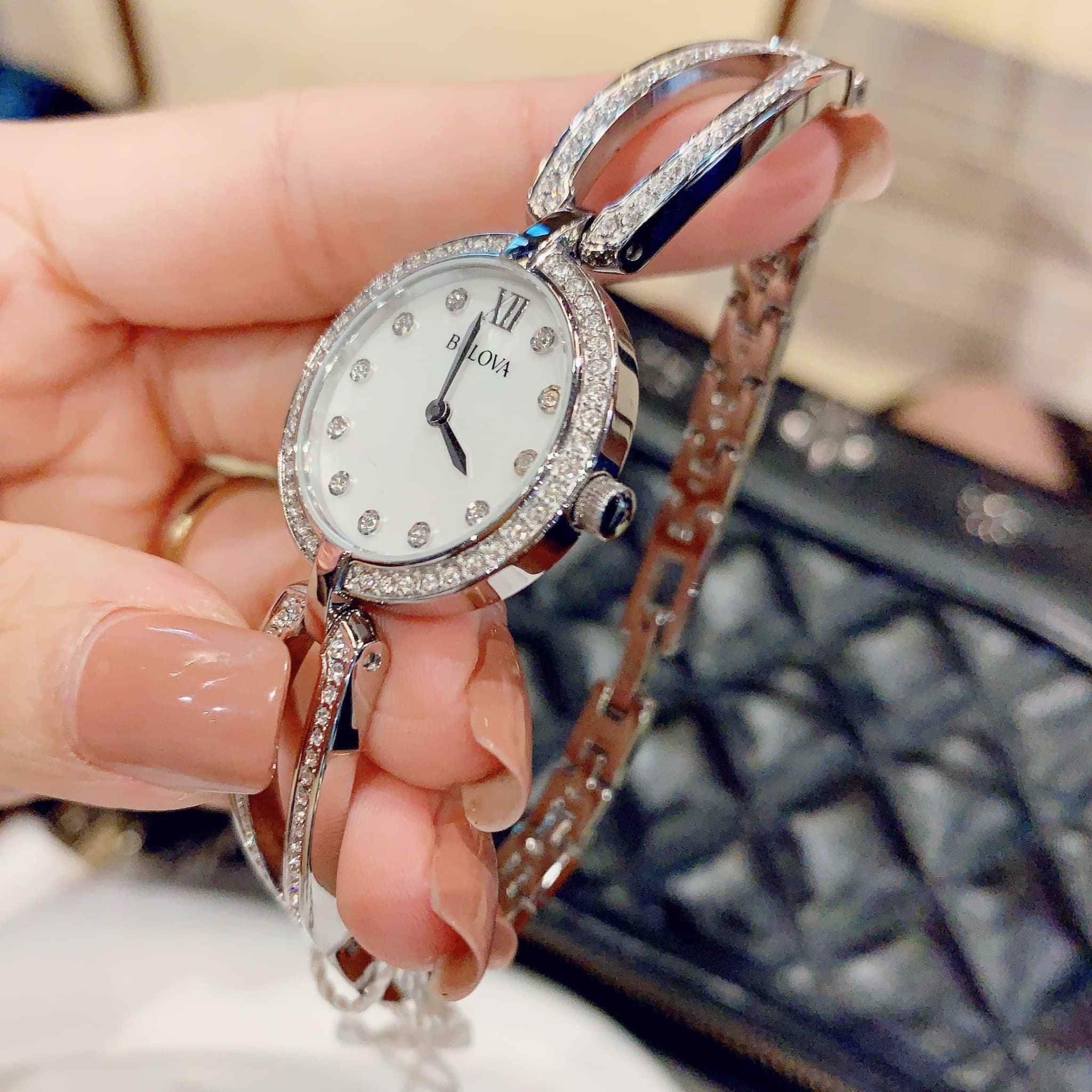  Shop Authentic Bulova Crystal Collection Mother of Pearl Dial Silver Steel Strap Watch for Women - 96L223 - Luxxuri