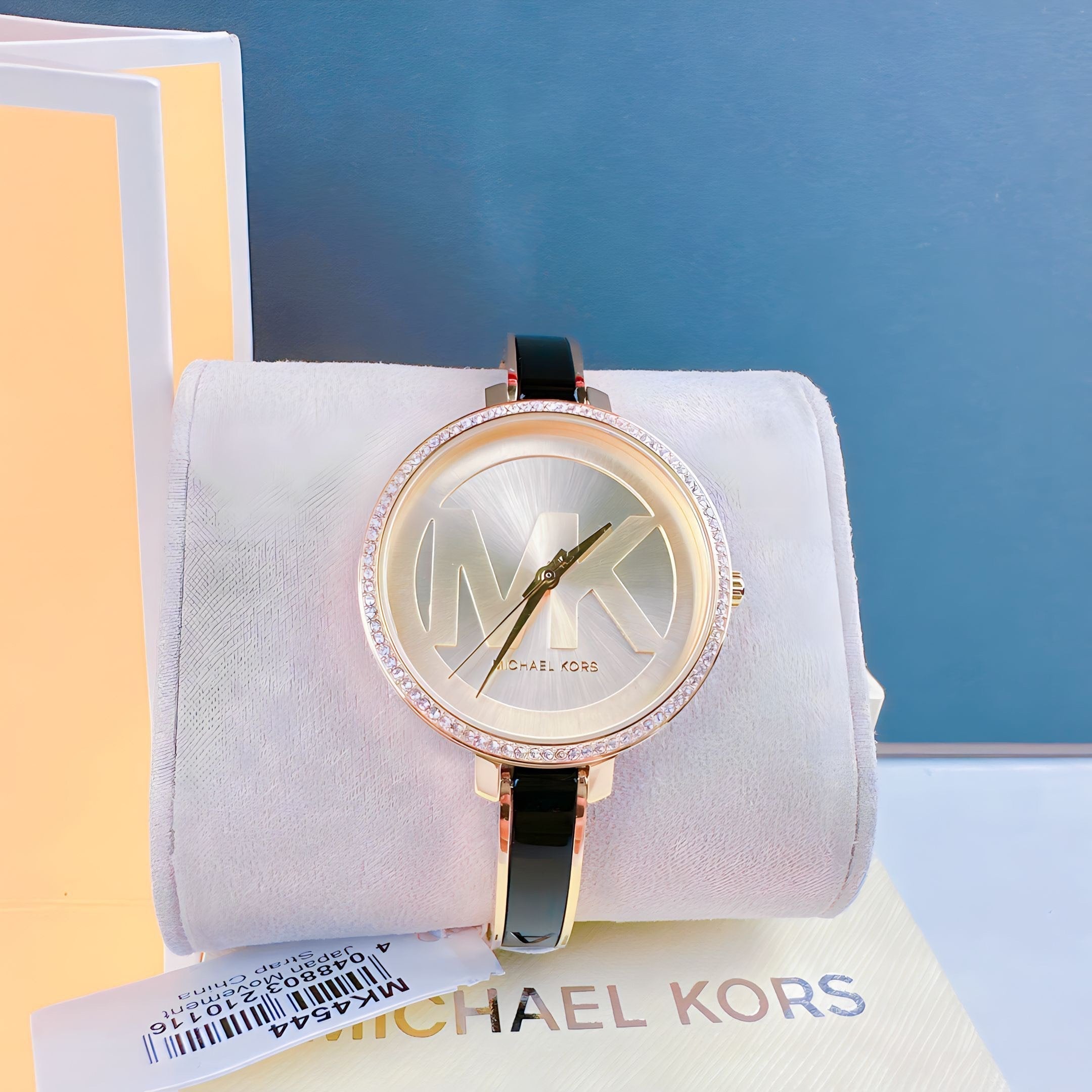  Shop Authentic Michael Kors Jaryn Quartz Gold Dial Black Steel Strap Watch For Women - MK4544 - Luxxuri
