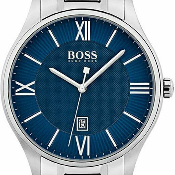  Shop Authentic Hugo Boss Governer Blue Dial Silver Steel Strap Watch for Men - 1513487 - Luxxuri