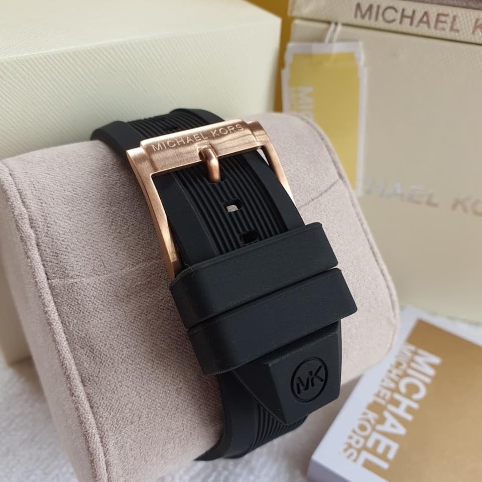  Shop Authentic Michael Kors Dylan Chronograph Black Dial Black Rubber Strap Watch For Women - MK8557 - Luxxuri