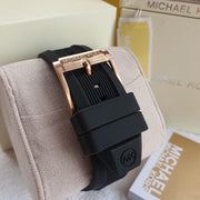  Shop Authentic Michael Kors Dylan Chronograph Black Dial Black Rubber Strap Watch For Women - MK8557 - Luxxuri