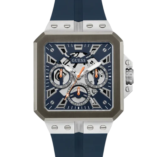  Shop Authentic Guess Leo Chronograph Navy Blue Dial Blue Silicone Strap Watch For Men - GW0637G1 - Luxxuri