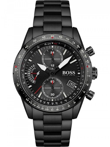 Shop Authentic Hugo Boss Pilot Edition Chronograph Black Dial Black Steel Strap Watch for Men - 1513854 - Luxxuri