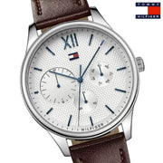  Shop Authentic Tommy Hilfiger Damon Quartz White Dial Brown Leather Strap Watch for Men - 1791418 - Luxxuri