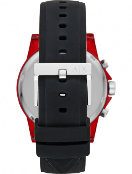  Shop Authentic Armani Exchange Outerbanks Chronograph Black Dial Black Silicone Strap Watch For Men - AX1338 - Luxxuri