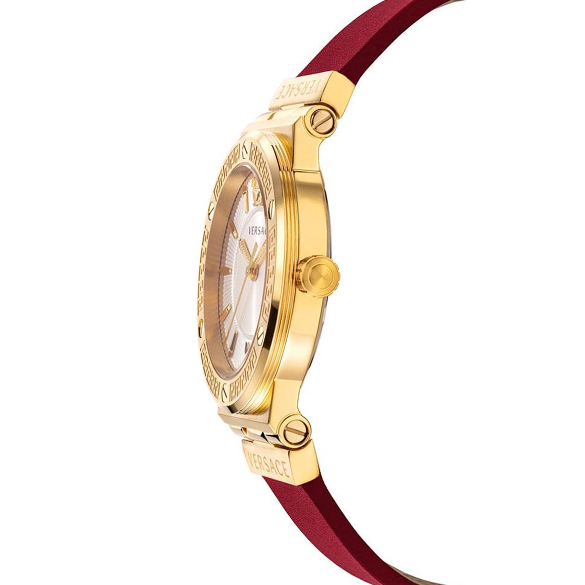  Shop Authentic Versace Greca Silver Dial Red Leather Strap Watch for Women - VEVH00420 - Luxxuri