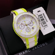  Shop Authentic Marc Jacobs Rock Chronograph White Dial White & Green Silicone Strap Watch for Women - MBM2592 - Luxxuri