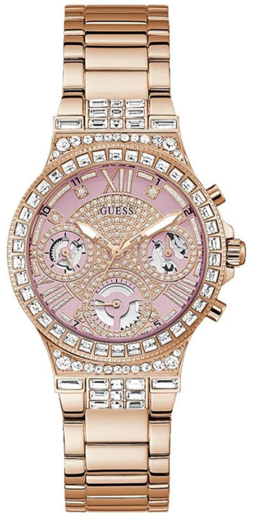  Shop Authentic Guess Glitz Multi Function Diamonds Pink Dial Rose Gold Steel Strap Watch for Women - GW0320L6 - Luxxuri