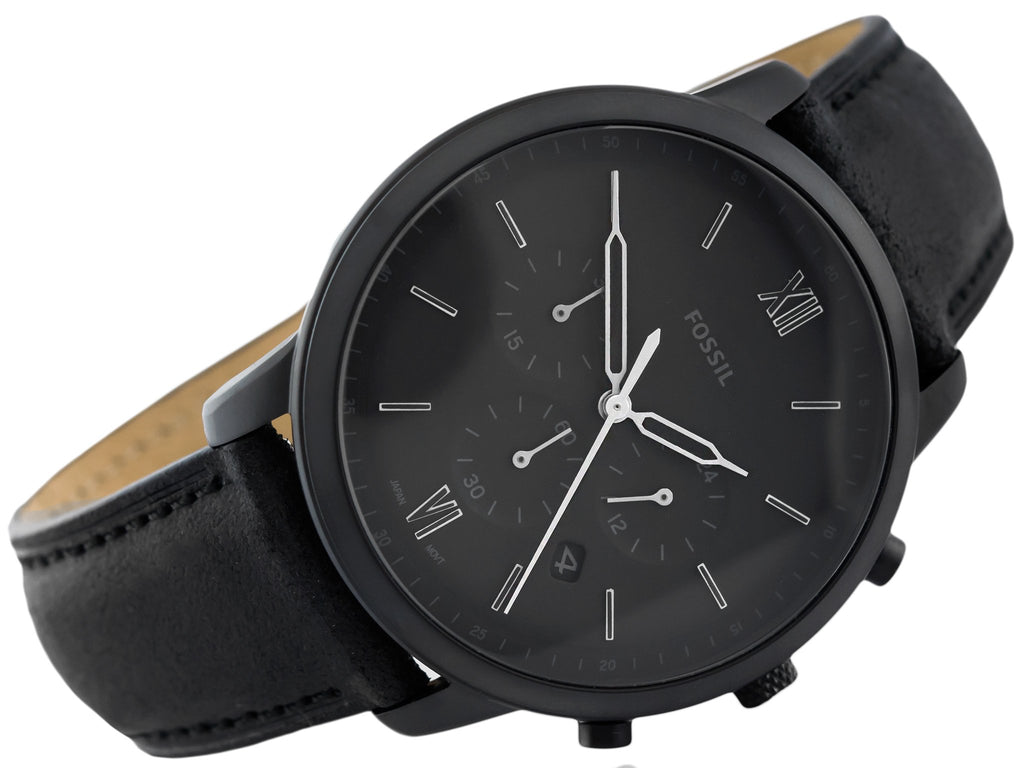  Shop Authentic Fossil Commuter Black Dial Black Leather Strap Watch for for Men - FS5504 - Luxxuri
