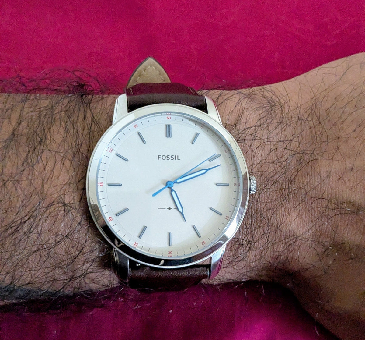  Shop Authentic Fossil Minimalist Off White Dial Brown Leather Strap Watch for Men - FS5306 - Luxxuri