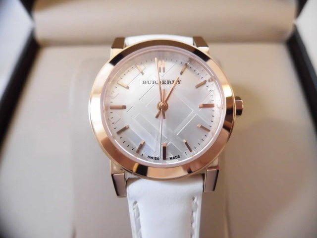  Shop Authentic Burberry The City White Dial White Leather Strap Watch for Women - BU9209 - Luxxuri