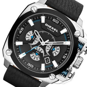  Shop Authentic Diesel BAMF Chronograph Black Dial Black Leather Strap Watch For Men - DZ7345 - Luxxuri