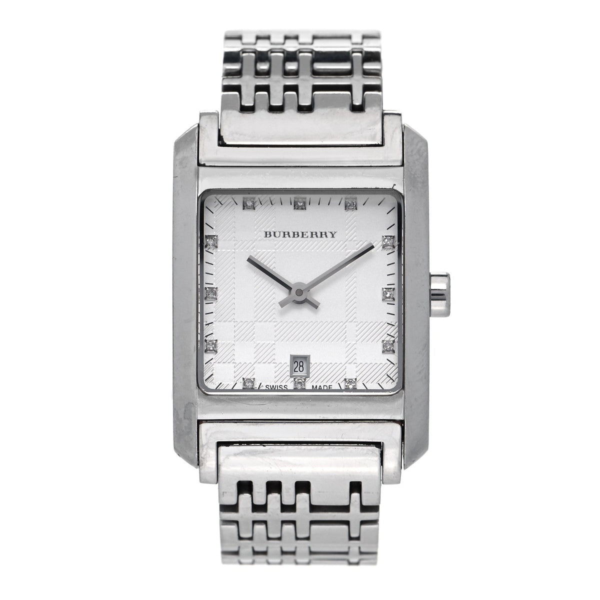  Shop Authentic Burberry Heritage Diamond White Dial Silver Stainless Steel Strap Watch for Women - BU1583 - Luxxuri