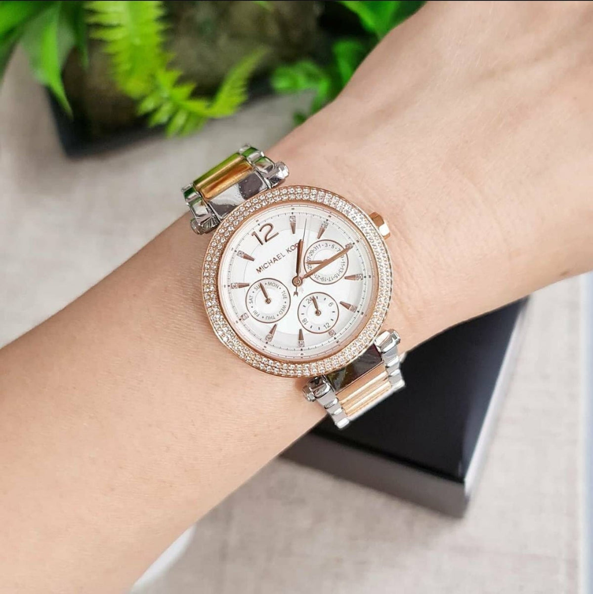  Shop Authentic Michael Kors Parker White Dial Two Tone Steel Strap Watch for Women - MK6055 - Luxxuri