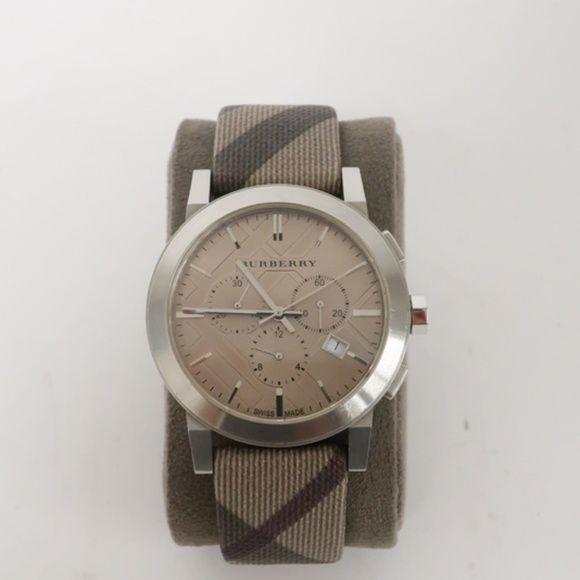  Shop Authentic Burberry The City Smoke Dial Checked Brown Leather Strap Watch for Men - BU9358 - Luxxuri