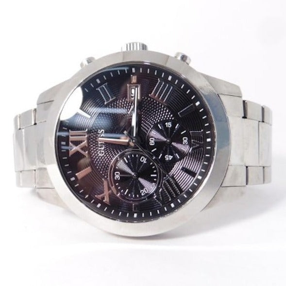 Shop Authentic Guess Atlas Chronograph Black Dial Silver Steel Strap Watch For Men - W0668G3 - Luxxuri