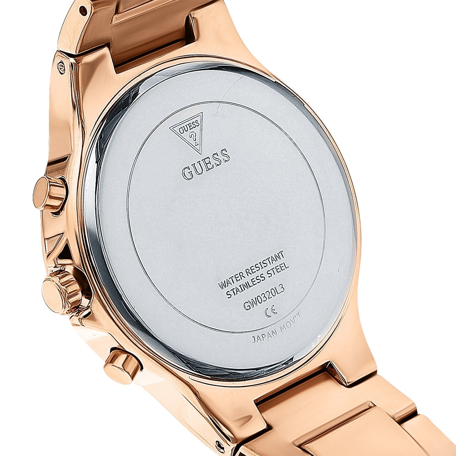  Shop Authentic Guess Moonlight Multi Function Diamonds White Dial Rose Gold Steel Strap Watch for Women - GW0320L3 - Luxxuri