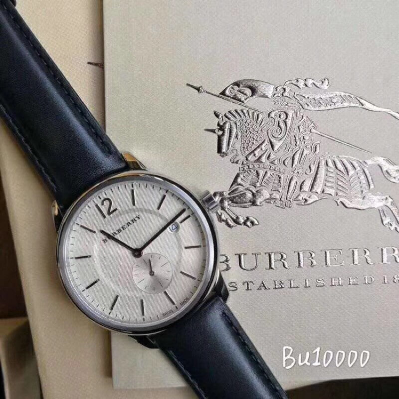  Shop Authentic Burberry The Classic Horseferry Beige Dial Black Leather Strap Watch for Men - BU10000 - Luxxuri