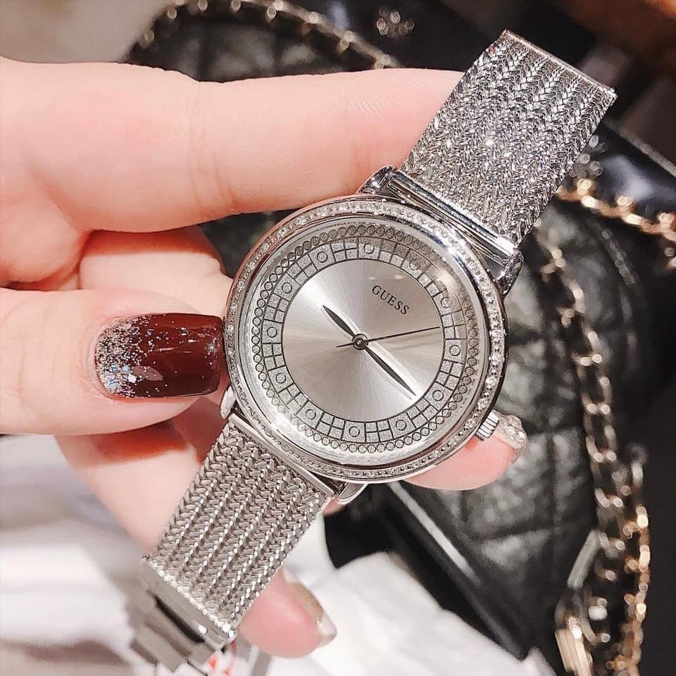  Shop Authentic Guess Quartz Silver Dial Willow Stainless Steel Mesh Bracelet Watch For Women - W0836L2 - Luxxuri