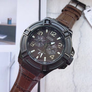  Shop Authentic Guess Rigor Analog Quartz Black Dial Brown Leather Strap Watch For Men - W0040G2 - Luxxuri