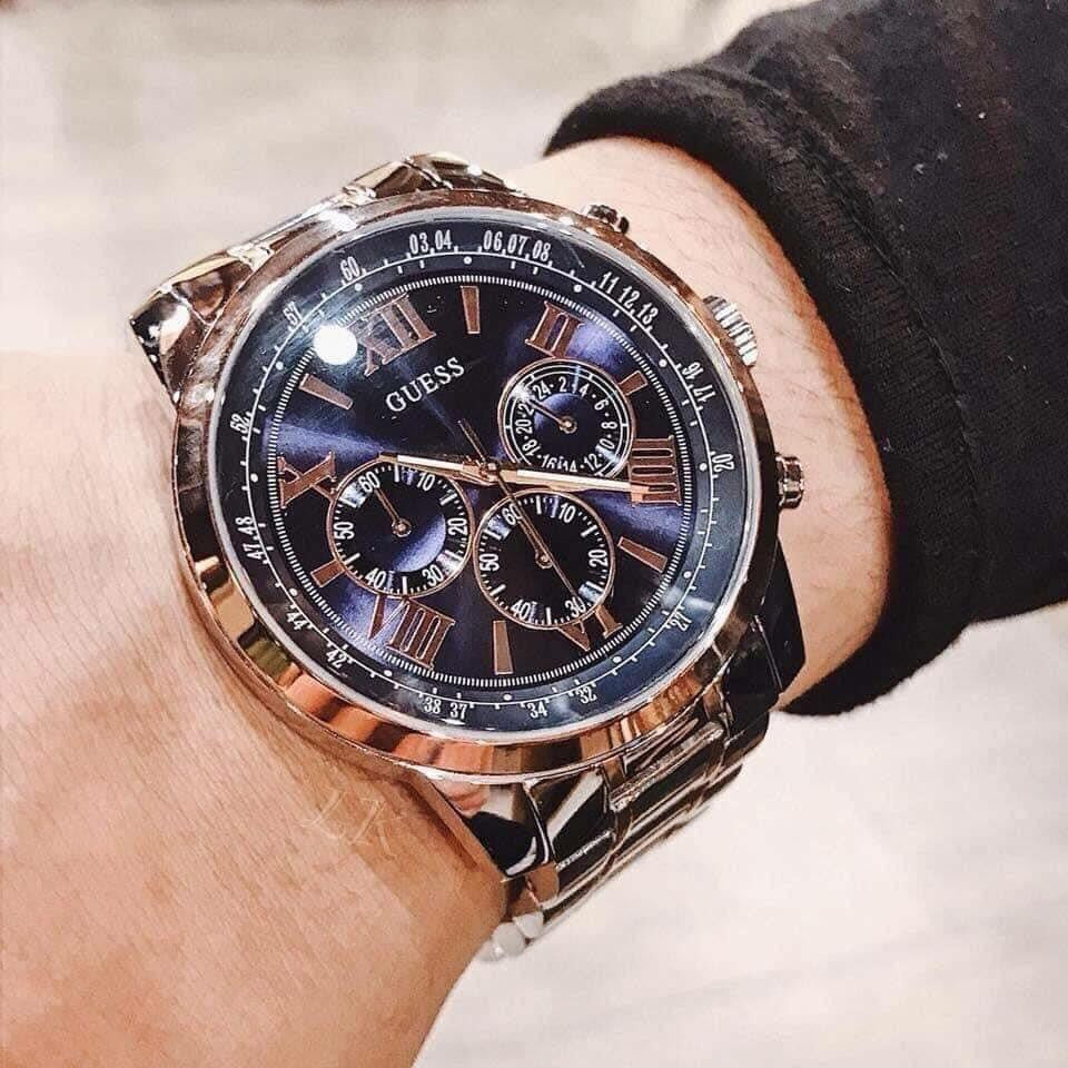  Shop Authentic Guess Horizon Chronograph Blue Dial Two Tone Steel Strap Watch For Men - W0379G7 - Luxxuri