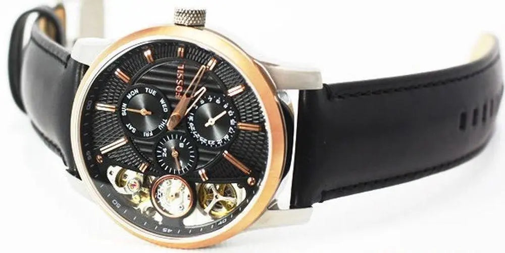  Shop Authentic Fossil Twist Multi-Function Chronograph Black Dial Black Leather Strap Watch for Men - ME1099 - Luxxuri