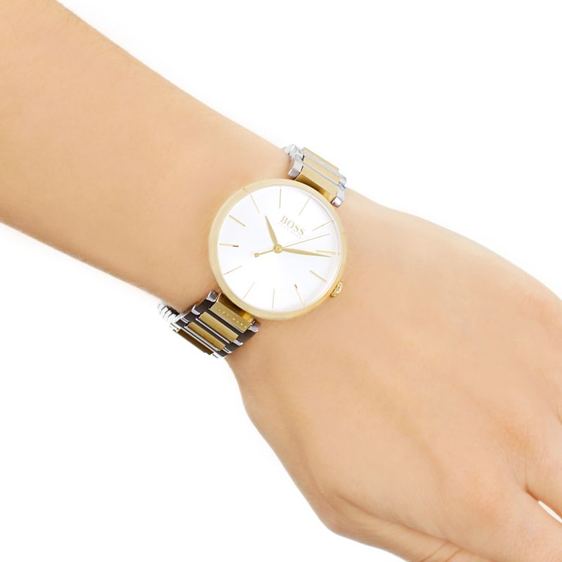  Shop Authentic Hugo Boss Allusion Quartz Silver Dial Two Tone Steel Strap Watch For Women - 1502417 - Luxxuri