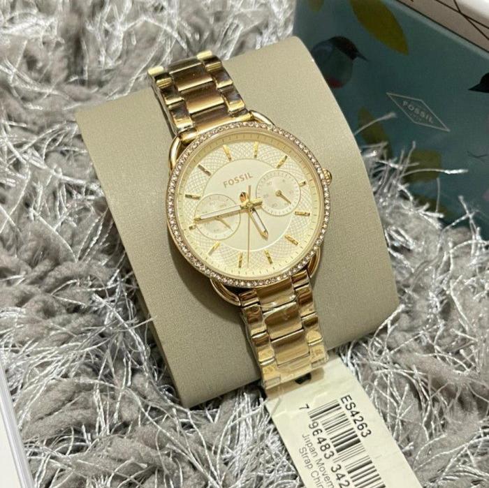  Shop Authentic Fossil Tailor Gold Dial Gold Steel Strap Watch for Women - ES4263 - Luxxuri
