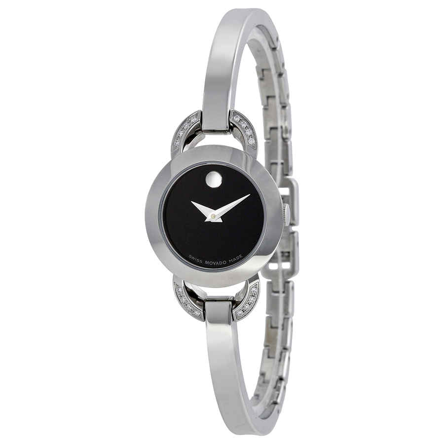  Shop Authentic Movado Rondiro Diamonds Black Dial Silver Steel Strap Watch For Women - 0606798 - Luxxuri