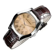  Shop Authentic Emporio Armani Classic Quartz Beige Dial Brown Leather Strap Watch For Men - AR0646 - Luxxuri