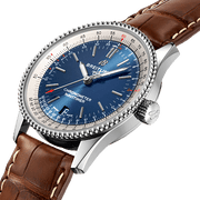  Shop Authentic Breitling Navitimer Automatic 38mm Blue Dial Brown Leather Strap Mens Watch - A17325211C1P2 - Luxxuri